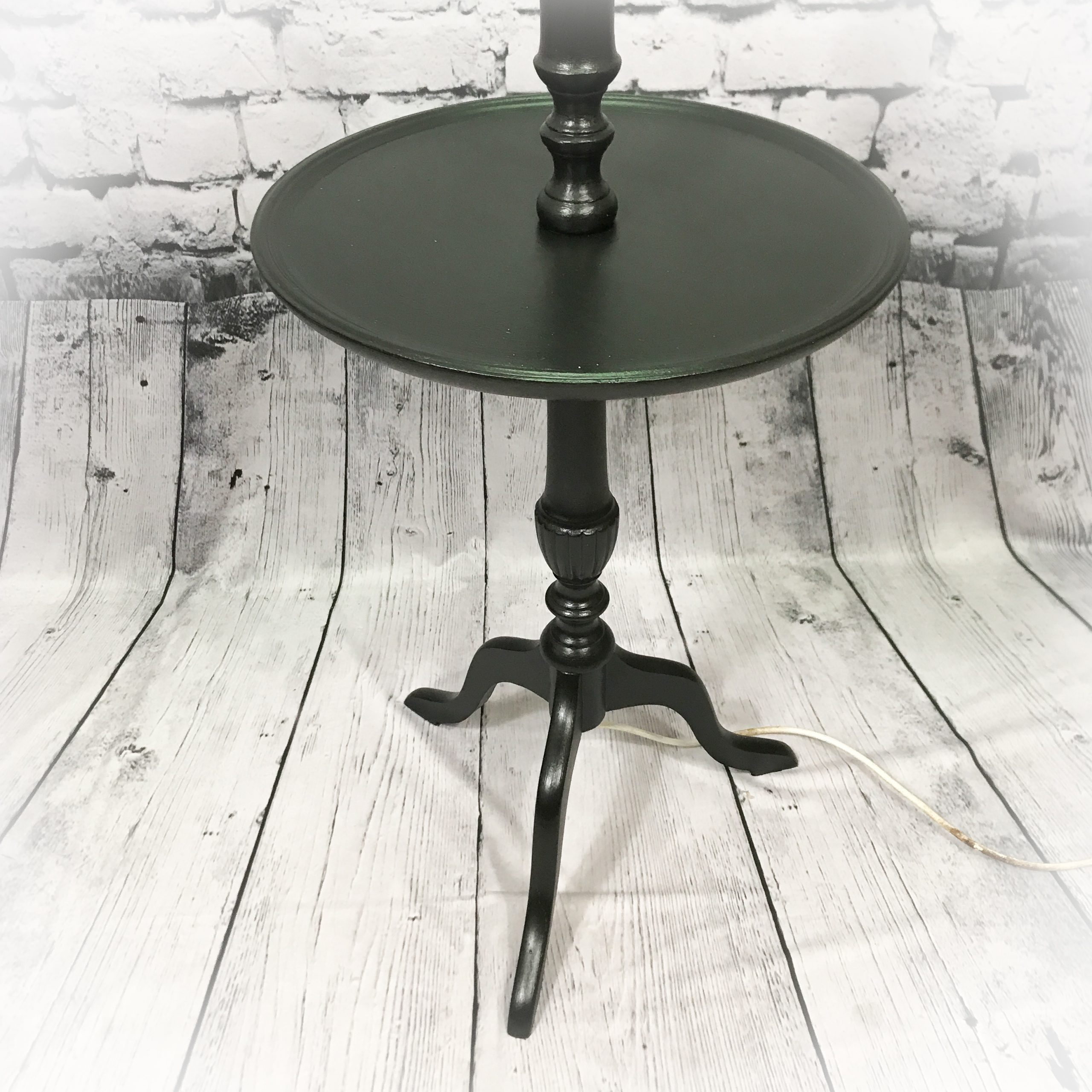 Black, Wooden Floor Lamp with table fitting - Image 2