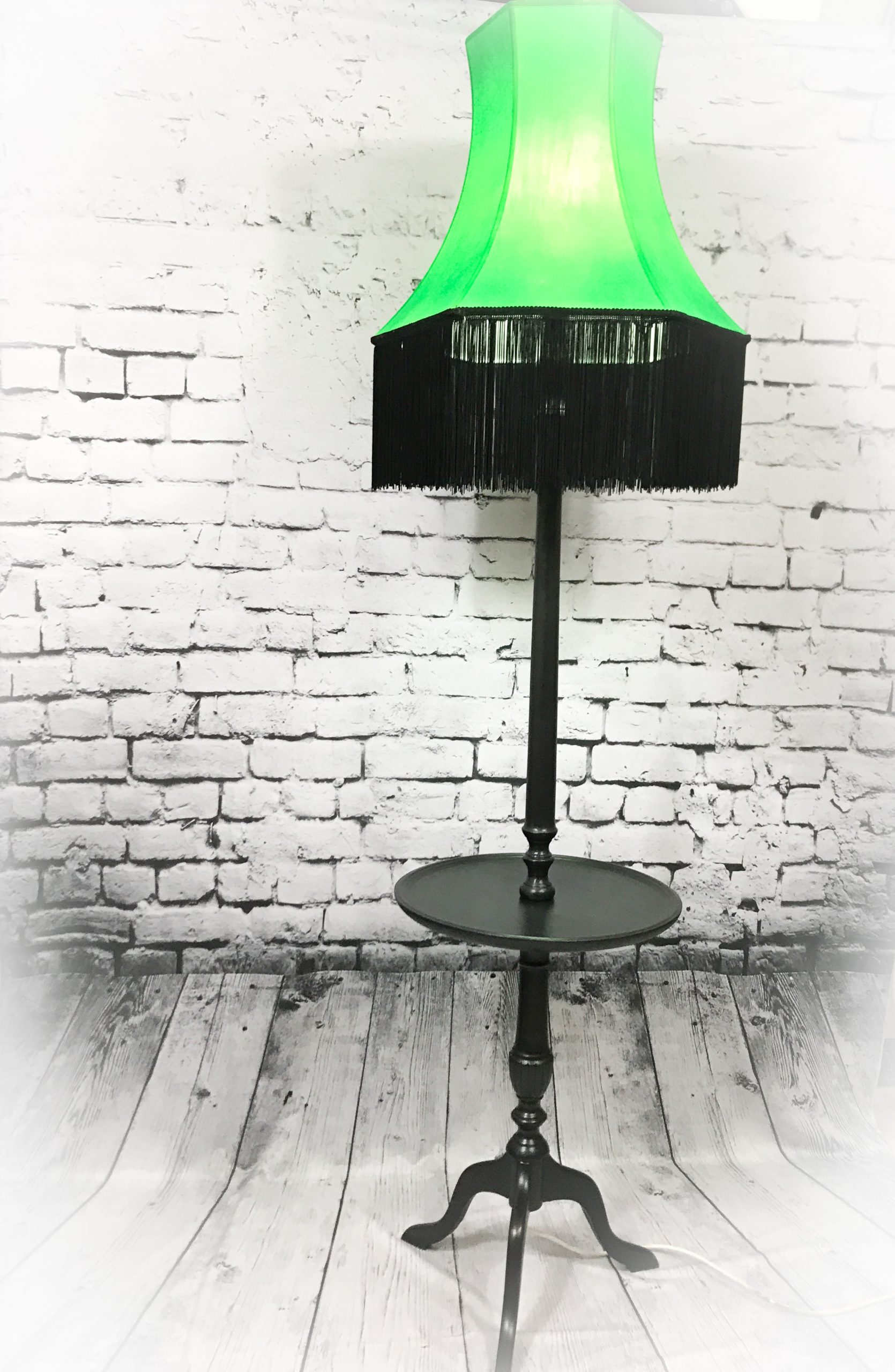 Black, Wooden Floor Lamp with table fitting