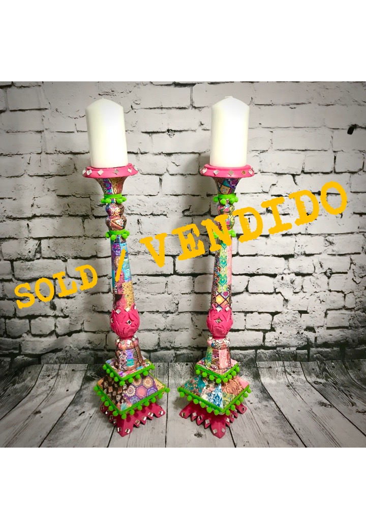 2 Indian Themed Candlesticks