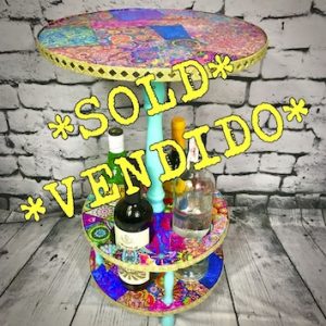 Bollywood Print Table with Bottle Holders