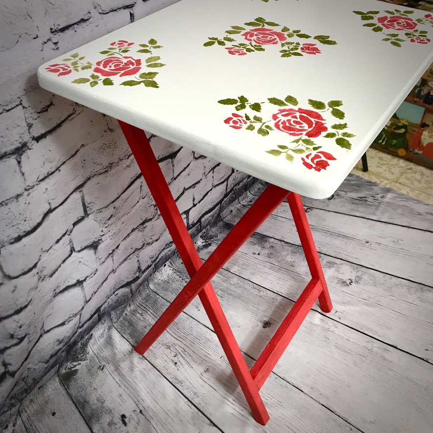 Folding Table with "Roses" Stencil - Image 2