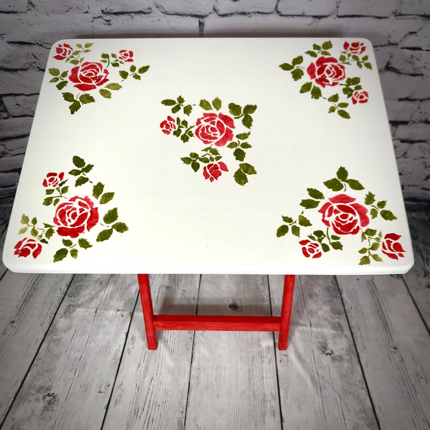 Folding Table with "Roses" Stencil - Image 3