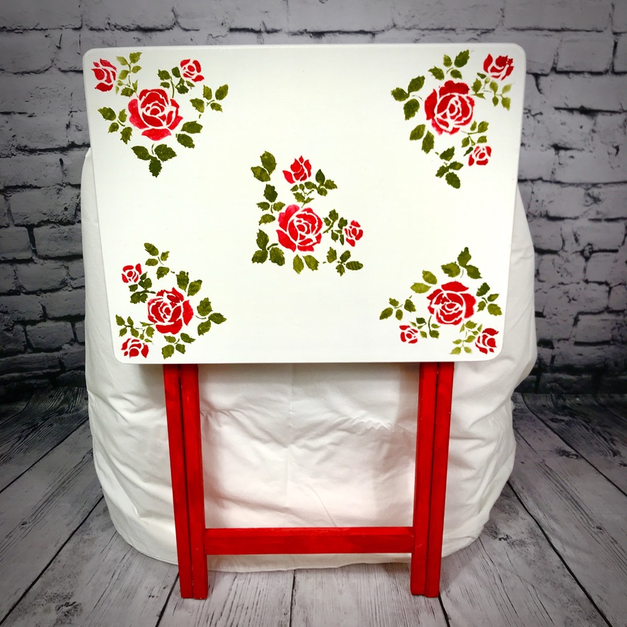 Folding Table with "Roses" Stencil - Image 5