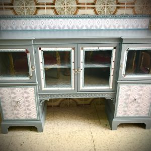 Large Grey Sideboard with Glass Doors