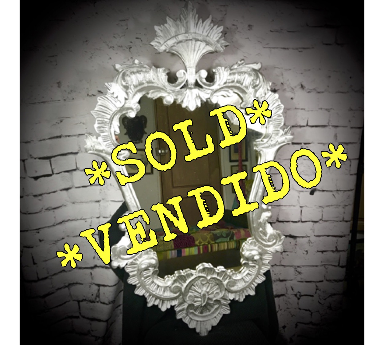 Large, Ornate Silver Mirror