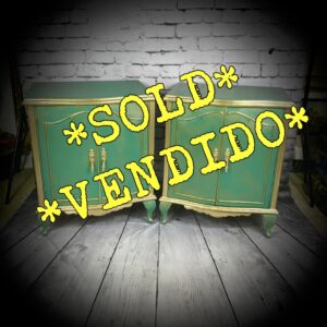 2 Green & Gold Bedside Units