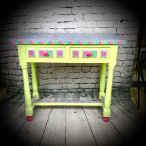 Decoupaged 2 Drawer Console Table