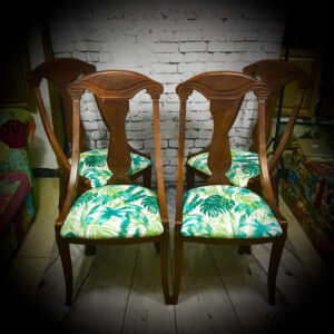 4 wood/jungle restaurant chairs