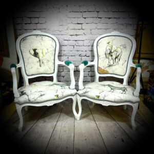 2 white african armchairs 0222