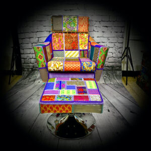 BoHo Plether Chair & Footstool 220619