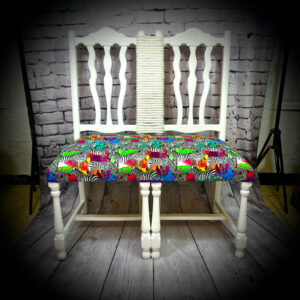 White & Zebra-Print Bench