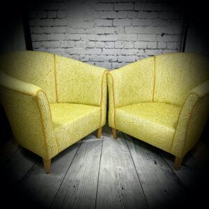 2 mustard bucket chairs 220925