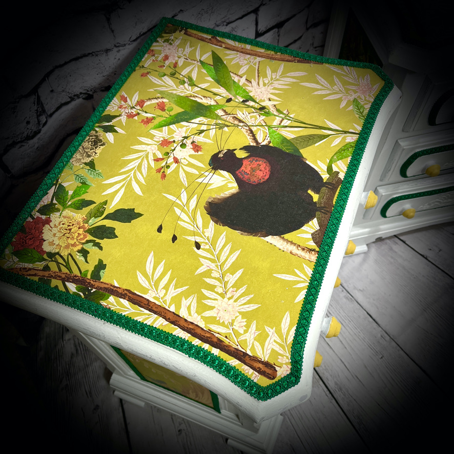 Pair of Painted & Decoupaged 3 Drawer Cabinets - Image 5