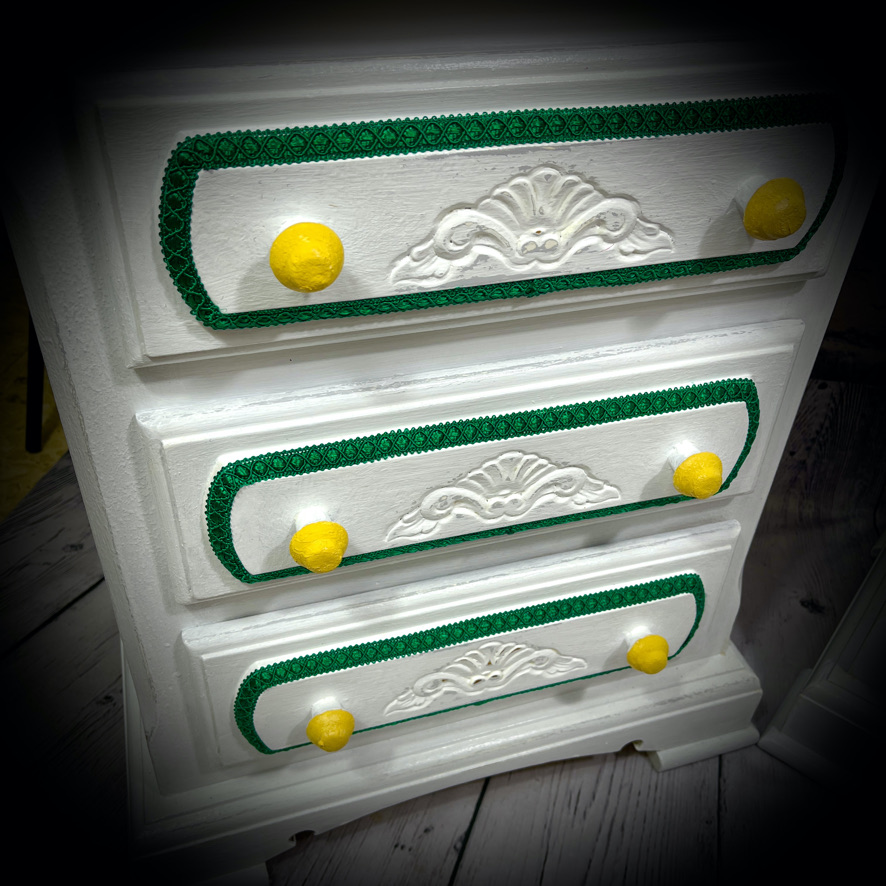 Pair of Painted & Decoupaged 3 Drawer Cabinets - Image 6