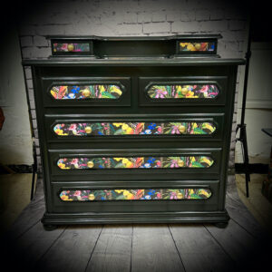 Black & Floral Chest of Drawers 230704