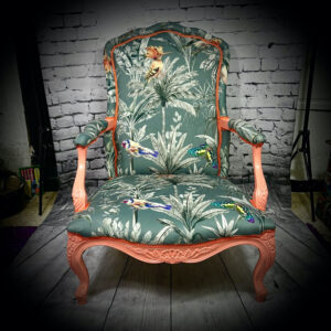 coral & grey animals armchair 231212
