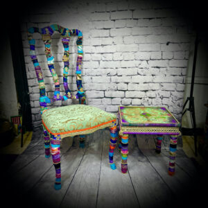 boho chair & table set 231212