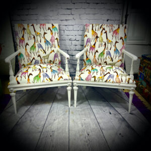 2 giraffe wooden armchairs 240401