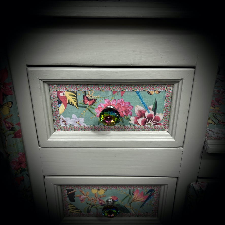 3 Level Cabinet in Grey and Tropical Mandala - Image 2