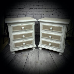 2 white beige bedside units 250421