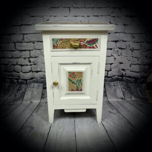 white cabinet with floral paper 250512