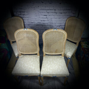 4 rattan-back dining chairs 250826