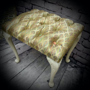 Button Stool with Gold Fabric 260316